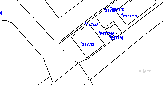 Parcela st. 2177/3 v KÚ Žižkov, Katastrální mapa