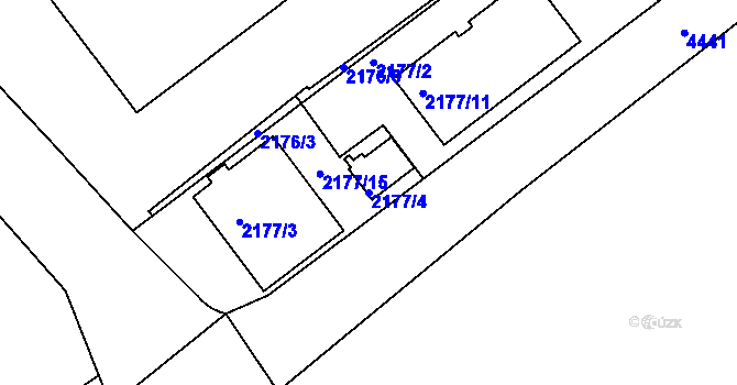 Parcela st. 2177/4 v KÚ Žižkov, Katastrální mapa