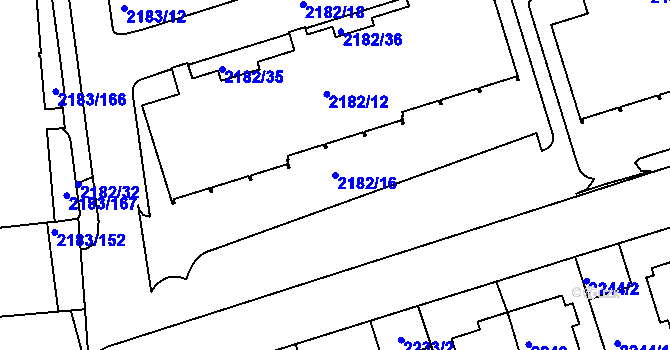 Parcela st. 2182/16 v KÚ Žižkov, Katastrální mapa