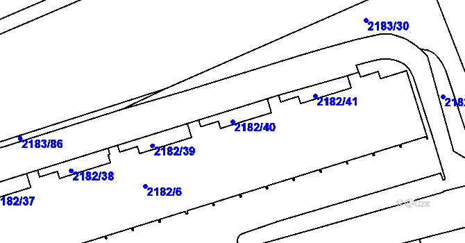 Parcela st. 2182/40 v KÚ Žižkov, Katastrální mapa
