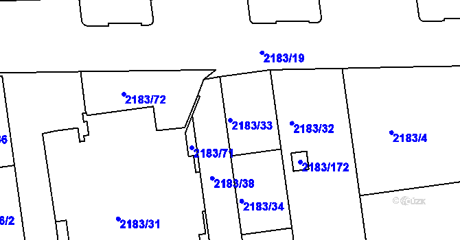 Parcela st. 2183/33 v KÚ Žižkov, Katastrální mapa