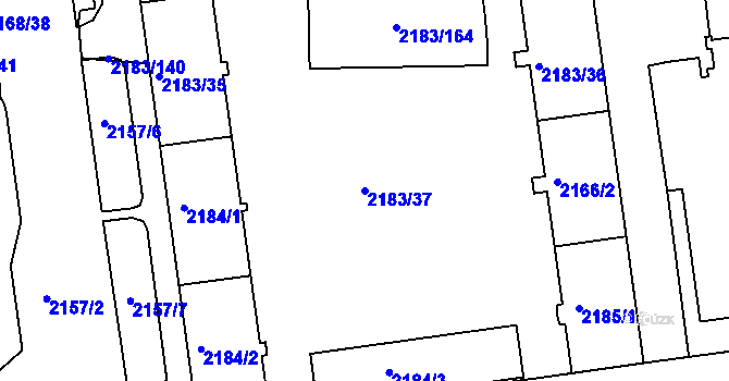 Parcela st. 2183/37 v KÚ Žižkov, Katastrální mapa