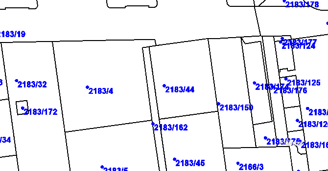 Parcela st. 2183/44 v KÚ Žižkov, Katastrální mapa