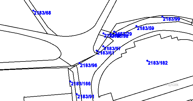 Parcela st. 2183/61 v KÚ Žižkov, Katastrální mapa