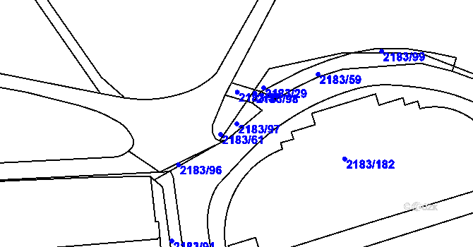 Parcela st. 2183/97 v KÚ Žižkov, Katastrální mapa