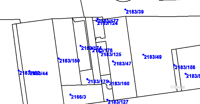 Parcela st. 2183/125 v KÚ Žižkov, Katastrální mapa