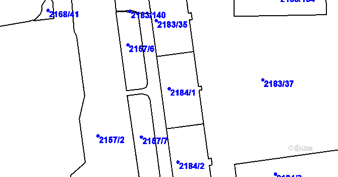 Parcela st. 2184/1 v KÚ Žižkov, Katastrální mapa