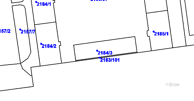 Parcela st. 2184/3 v KÚ Žižkov, Katastrální mapa