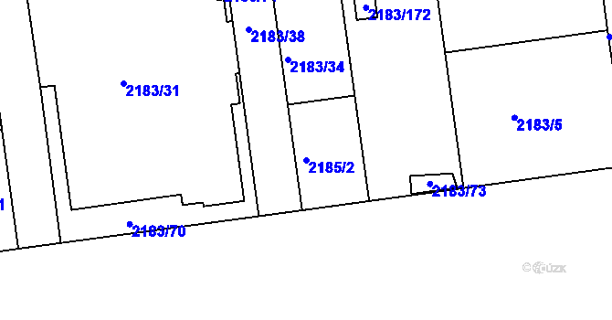 Parcela st. 2185/2 v KÚ Žižkov, Katastrální mapa