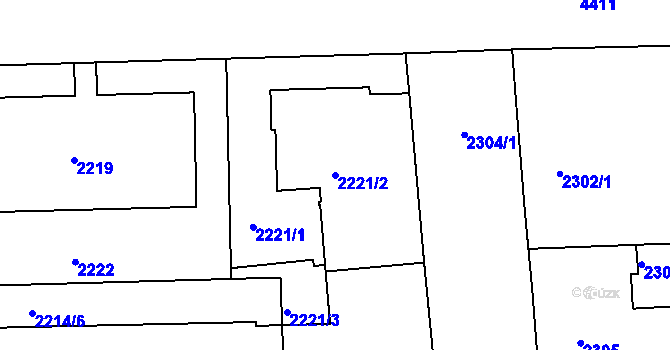 Parcela st. 2221/2 v KÚ Žižkov, Katastrální mapa
