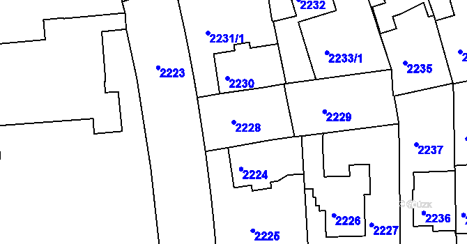 Parcela st. 2228 v KÚ Žižkov, Katastrální mapa