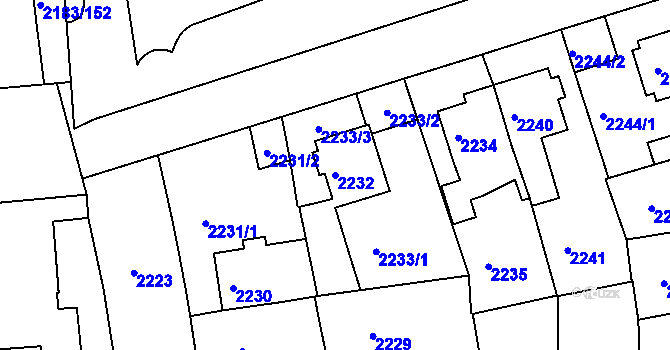 Parcela st. 2232 v KÚ Žižkov, Katastrální mapa