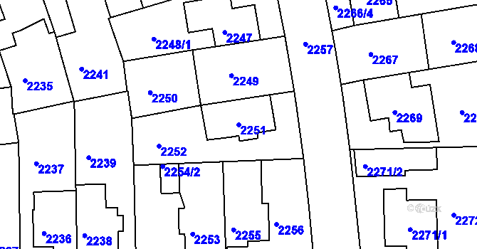 Parcela st. 2251 v KÚ Žižkov, Katastrální mapa