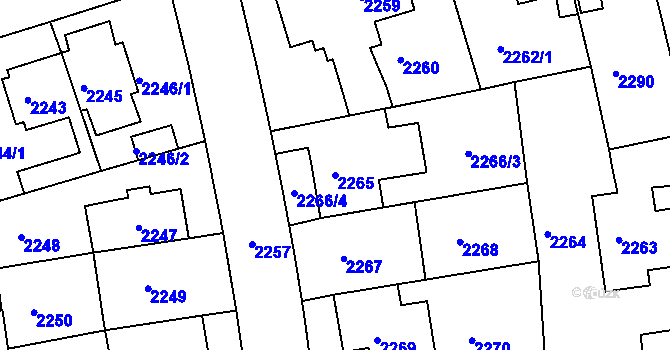 Parcela st. 2265 v KÚ Žižkov, Katastrální mapa