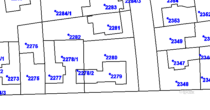 Parcela st. 2280 v KÚ Žižkov, Katastrální mapa