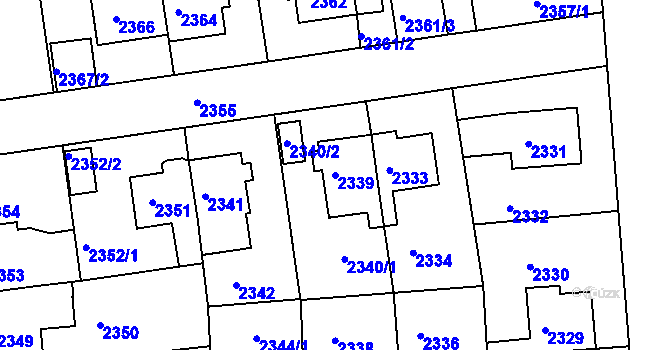 Parcela st. 2339 v KÚ Žižkov, Katastrální mapa