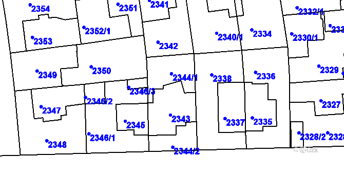 Parcela st. 2344 v KÚ Žižkov, Katastrální mapa