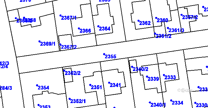 Parcela st. 2355 v KÚ Žižkov, Katastrální mapa