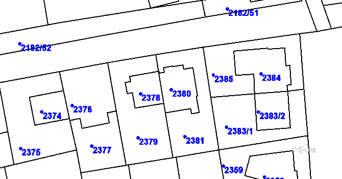 Parcela st. 2380 v KÚ Žižkov, Katastrální mapa