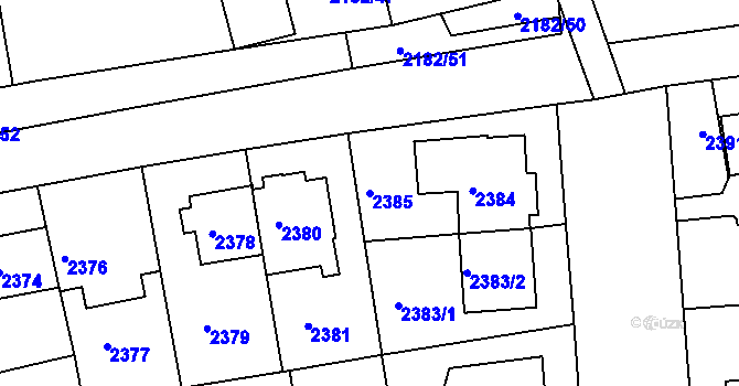 Parcela st. 2385 v KÚ Žižkov, Katastrální mapa