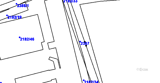 Parcela st. 2387 v KÚ Žižkov, Katastrální mapa