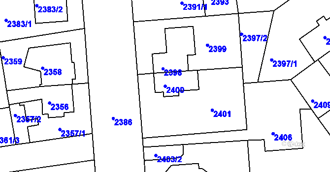 Parcela st. 2400 v KÚ Žižkov, Katastrální mapa