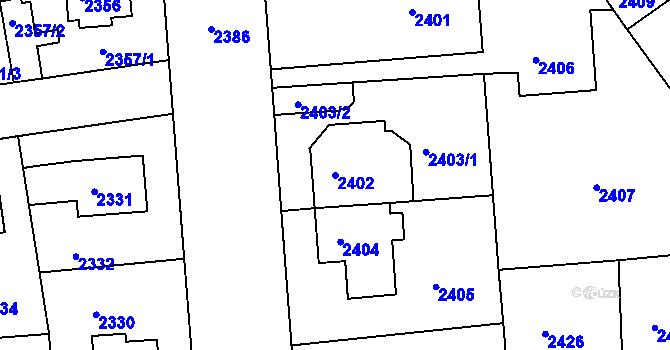 Parcela st. 2402 v KÚ Žižkov, Katastrální mapa