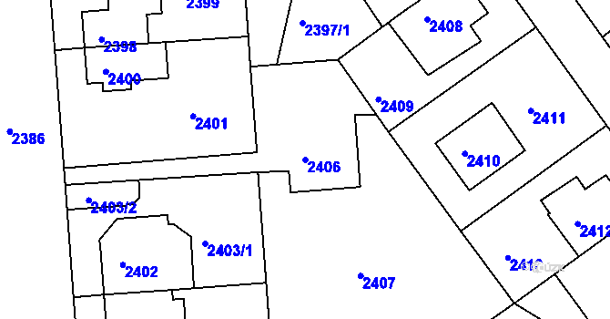 Parcela st. 2406 v KÚ Žižkov, Katastrální mapa