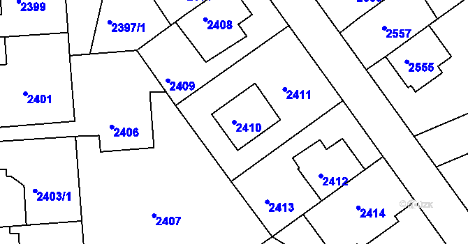 Parcela st. 2410 v KÚ Žižkov, Katastrální mapa