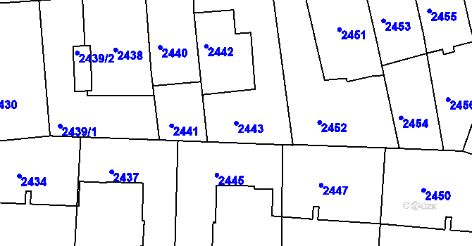 Parcela st. 2443 v KÚ Žižkov, Katastrální mapa