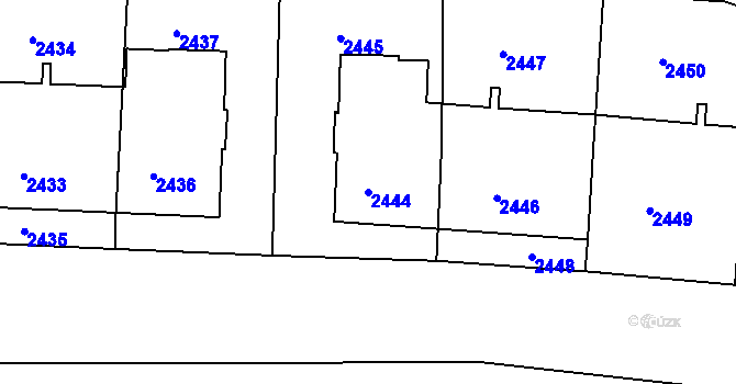 Parcela st. 2444 v KÚ Žižkov, Katastrální mapa