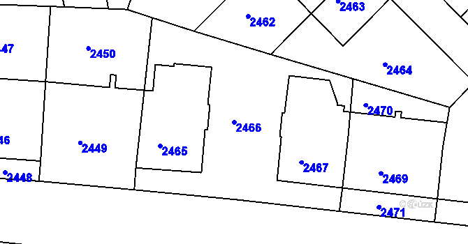 Parcela st. 2466 v KÚ Žižkov, Katastrální mapa