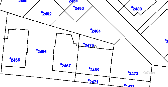 Parcela st. 2470 v KÚ Žižkov, Katastrální mapa