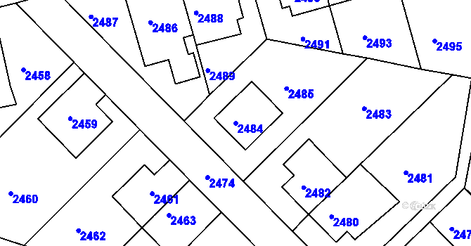 Parcela st. 2484 v KÚ Žižkov, Katastrální mapa