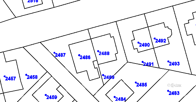 Parcela st. 2488 v KÚ Žižkov, Katastrální mapa