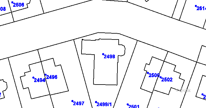 Parcela st. 2498 v KÚ Žižkov, Katastrální mapa