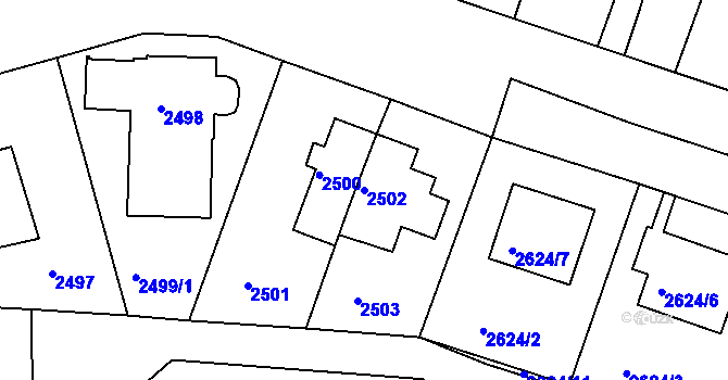 Parcela st. 2502 v KÚ Žižkov, Katastrální mapa