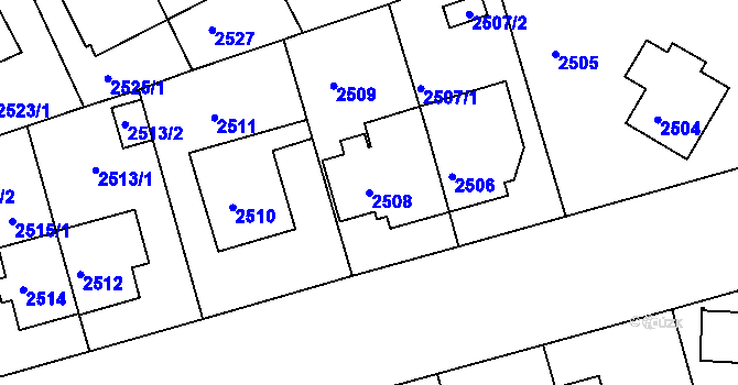 Parcela st. 2508 v KÚ Žižkov, Katastrální mapa