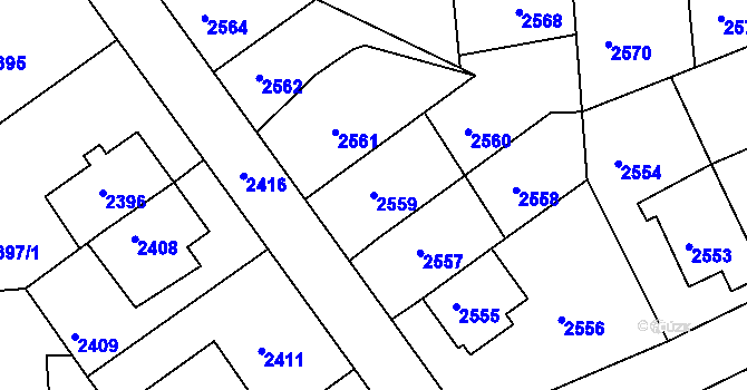 Parcela st. 2559 v KÚ Žižkov, Katastrální mapa