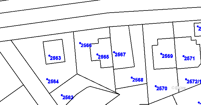 Parcela st. 2565 v KÚ Žižkov, Katastrální mapa