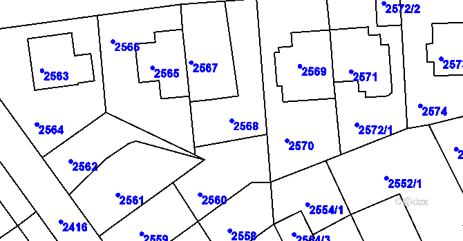Parcela st. 2568 v KÚ Žižkov, Katastrální mapa