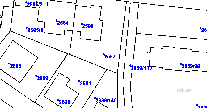Parcela st. 2587 v KÚ Žižkov, Katastrální mapa