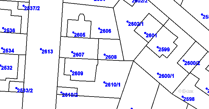 Parcela st. 2608 v KÚ Žižkov, Katastrální mapa