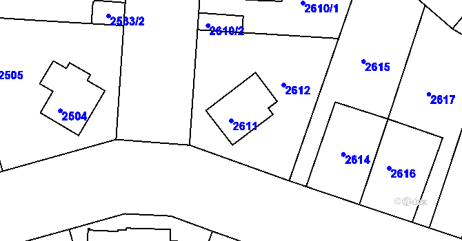 Parcela st. 2611 v KÚ Žižkov, Katastrální mapa