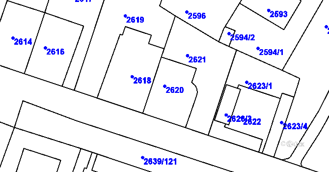 Parcela st. 2620 v KÚ Žižkov, Katastrální mapa