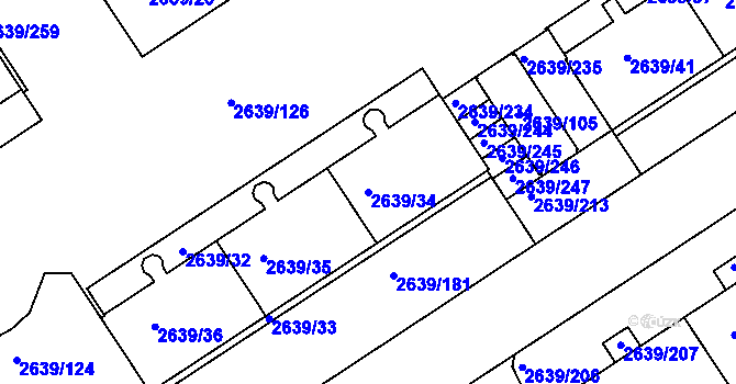 Parcela st. 2639/34 v KÚ Žižkov, Katastrální mapa