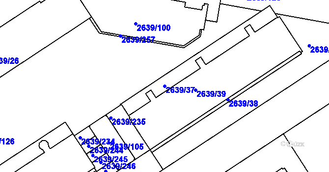 Parcela st. 2639/37 v KÚ Žižkov, Katastrální mapa