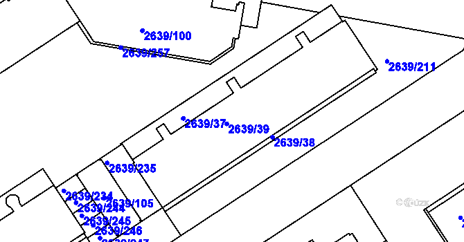Parcela st. 2639/40 v KÚ Žižkov, Katastrální mapa