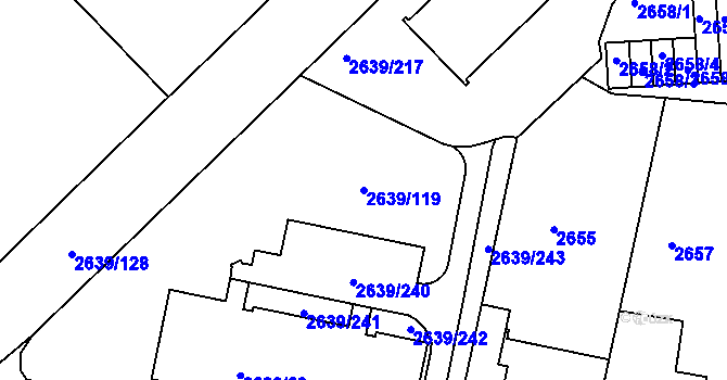 Parcela st. 2639/119 v KÚ Žižkov, Katastrální mapa