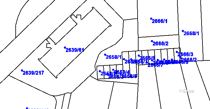 Parcela st. 2658/1 v KÚ Žižkov, Katastrální mapa